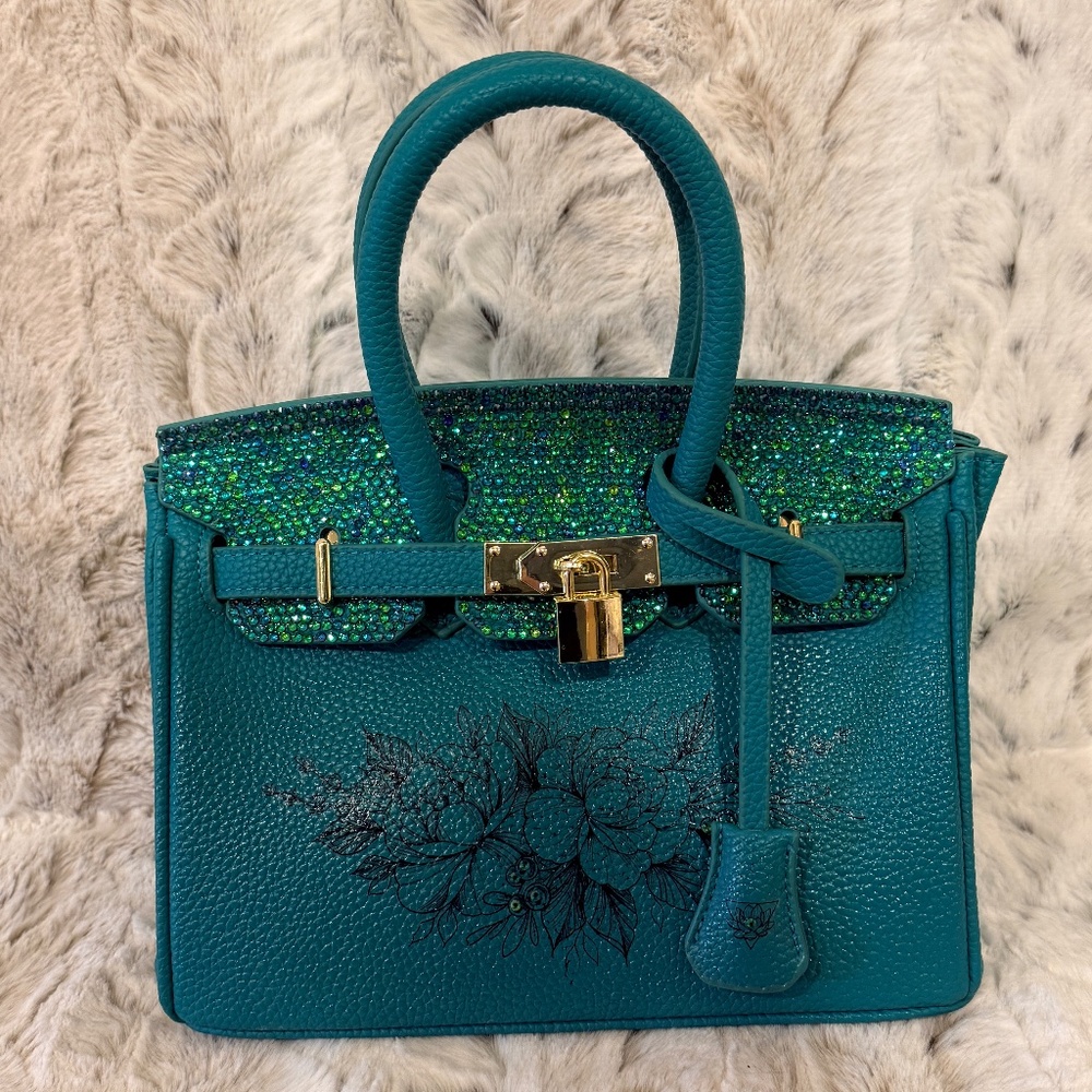 💎 👑 ✨ Teal Satchel with Rhinestone Sparkles